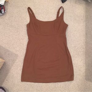 Urban Outfitters Sleeveless Mini Dress Tan/Chocolate Brown